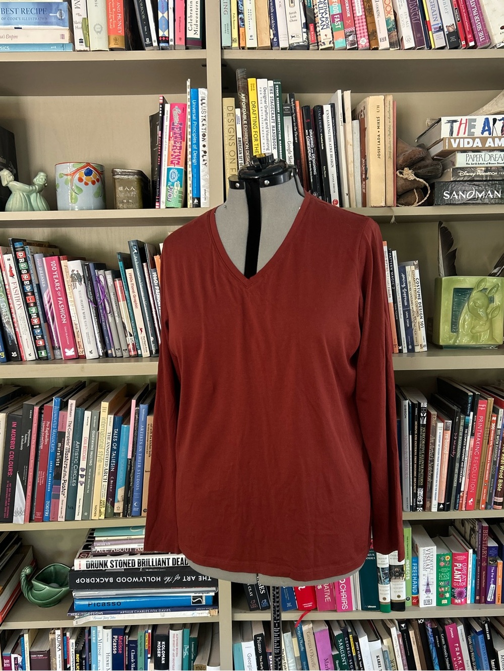Lands' End Rust V-Neck Long Sleeve Top